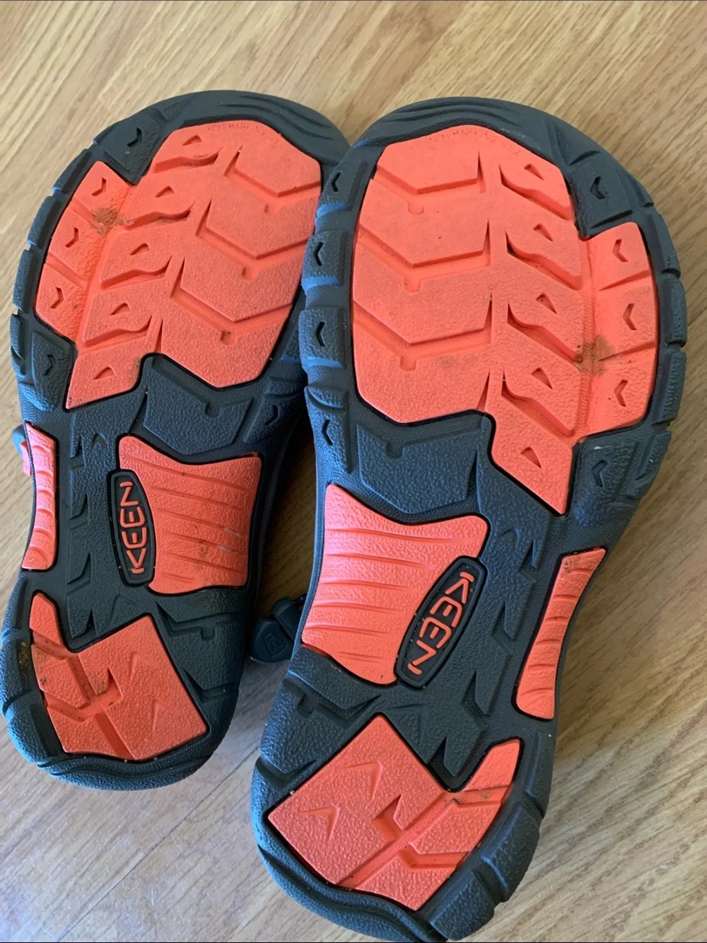 Keen Navy and Orange Kids Closed-Toe Hiking Sandals